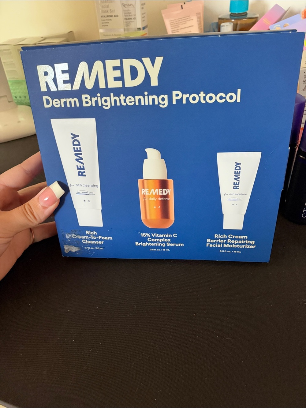Derm Brightening Protocol - Vitamin C Brightening Serum & Cream Set (Blue)